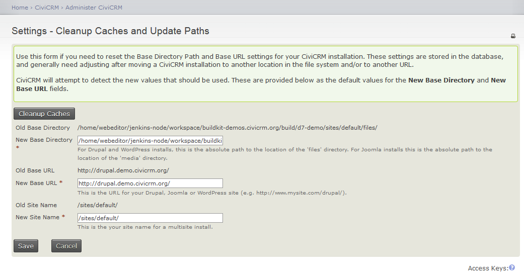 Screenshot demonstrating the "Cleanup Caches" screen
