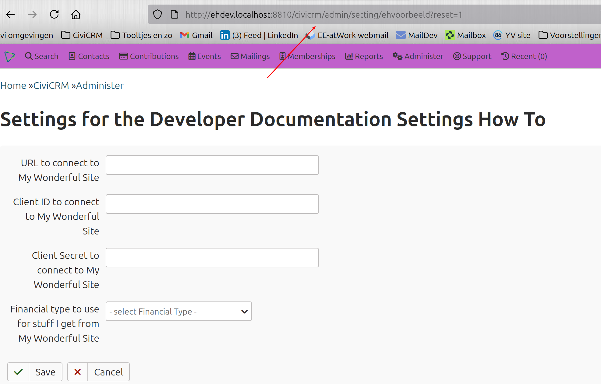 The settings form in CiviCRM