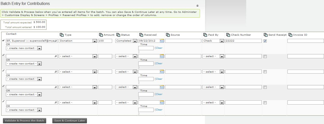 Editable table for contributions.