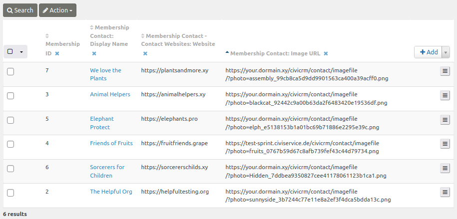 Search results with one more column