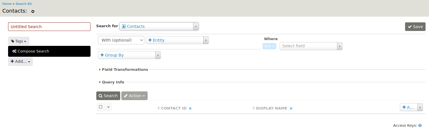 New Search empty screen
