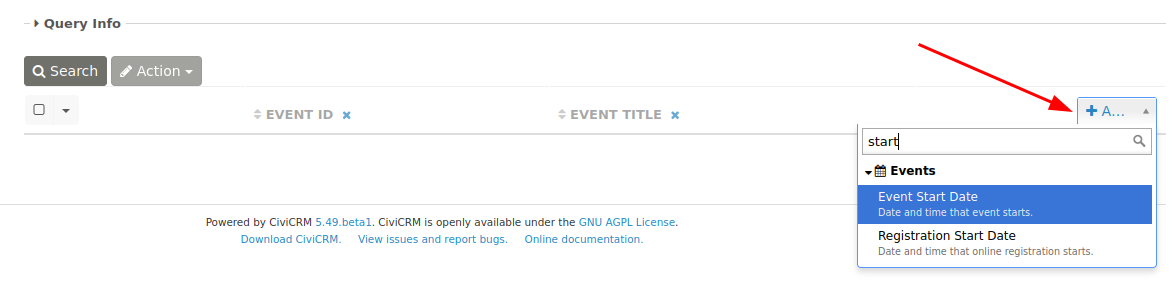 Add Event Start Date