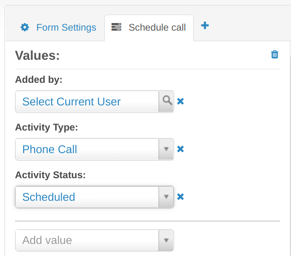 Preset values