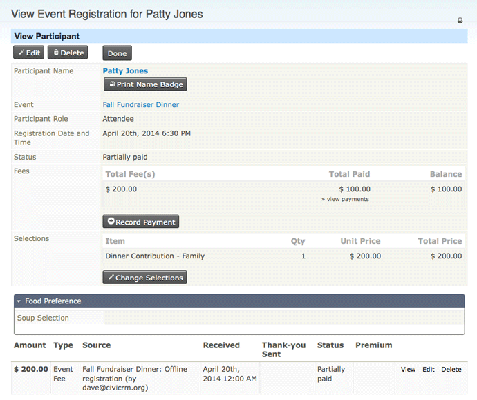 View participant form.